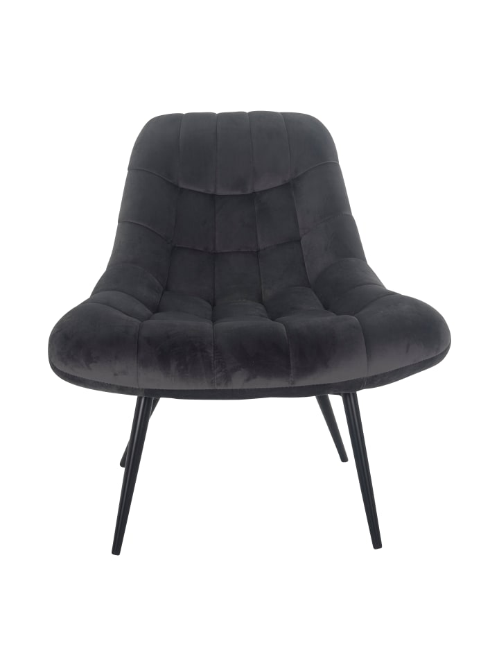 Relaxsessel XXL modern mit Metallbeinen in Schwarz und Samtbezug in Grau