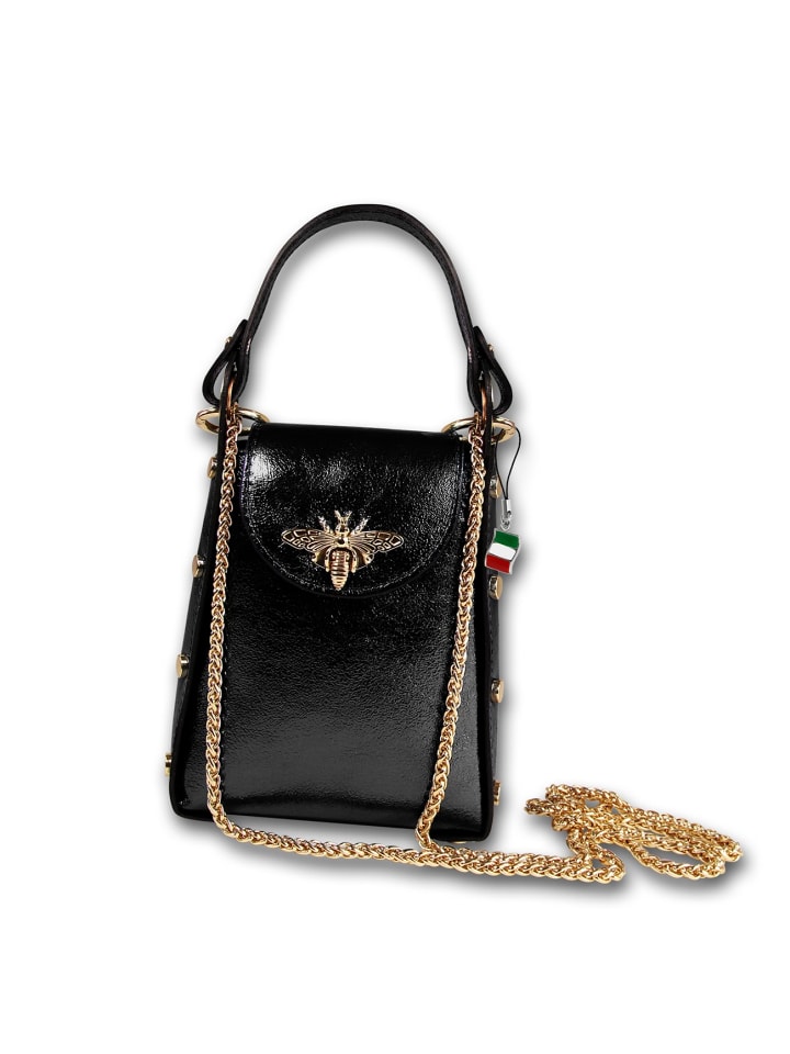 Leder Umhängetasche Florence Tasche schwarz ca. 13cm