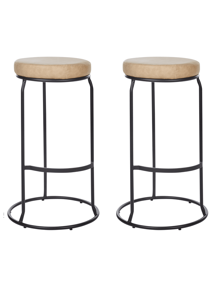 2er-Set Barhocker MILROY in Beige/Schwarz