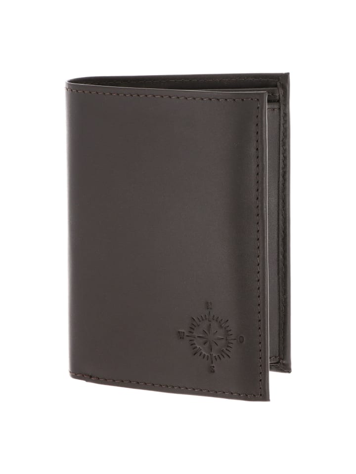 Leather Geldbörse RFID Schutz Leder 13 cm braun-windrose 2.0