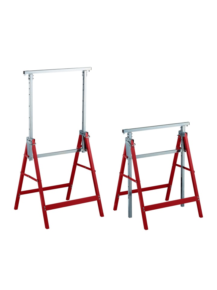 2 x Klappbock in Rot/ Silber - (B)69 x (H)130 x (T)58 cm