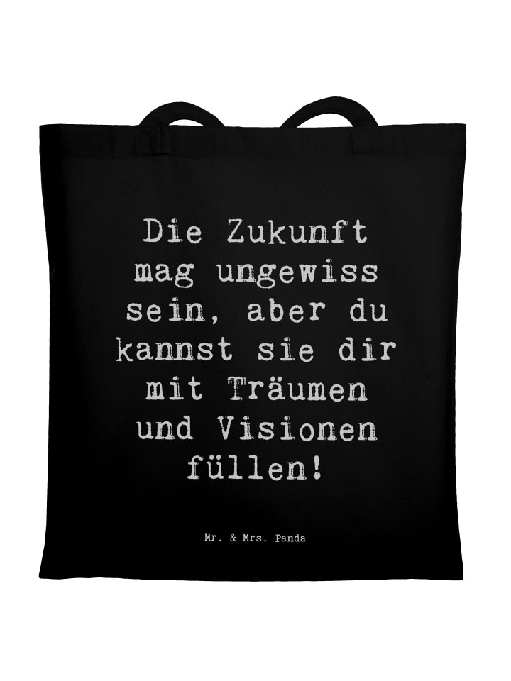 Tote Bag Spruch Zukunftsplanung Ungewissheit an... in Schwarz