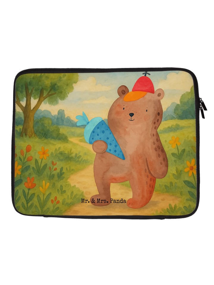 Laptophülle Bär Schultüte Design ohne Spruch in Weiß