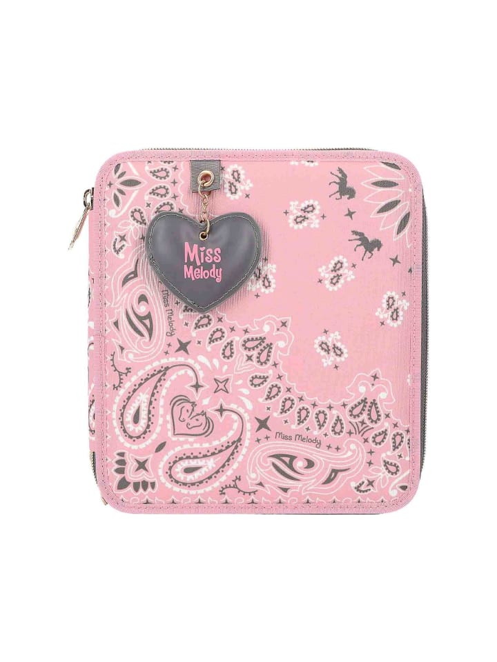 2-Fach Federtasche Bandana Miss Melody in Rosa 20 x 18,7 x 5,5 cm