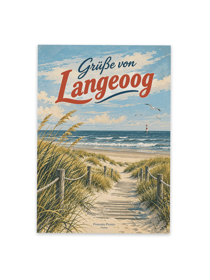 Grußkarte Dünen nostalgisch Design mit Spruch in Weiß