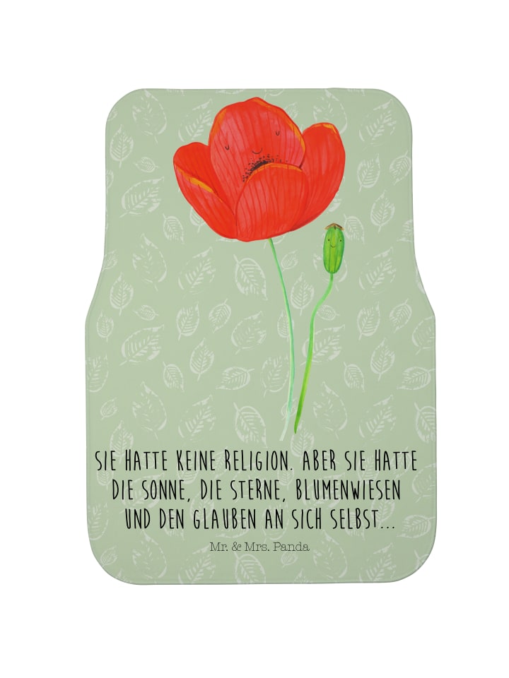 Automatte Blume Mohnblume mit Spruch in Blattgrün