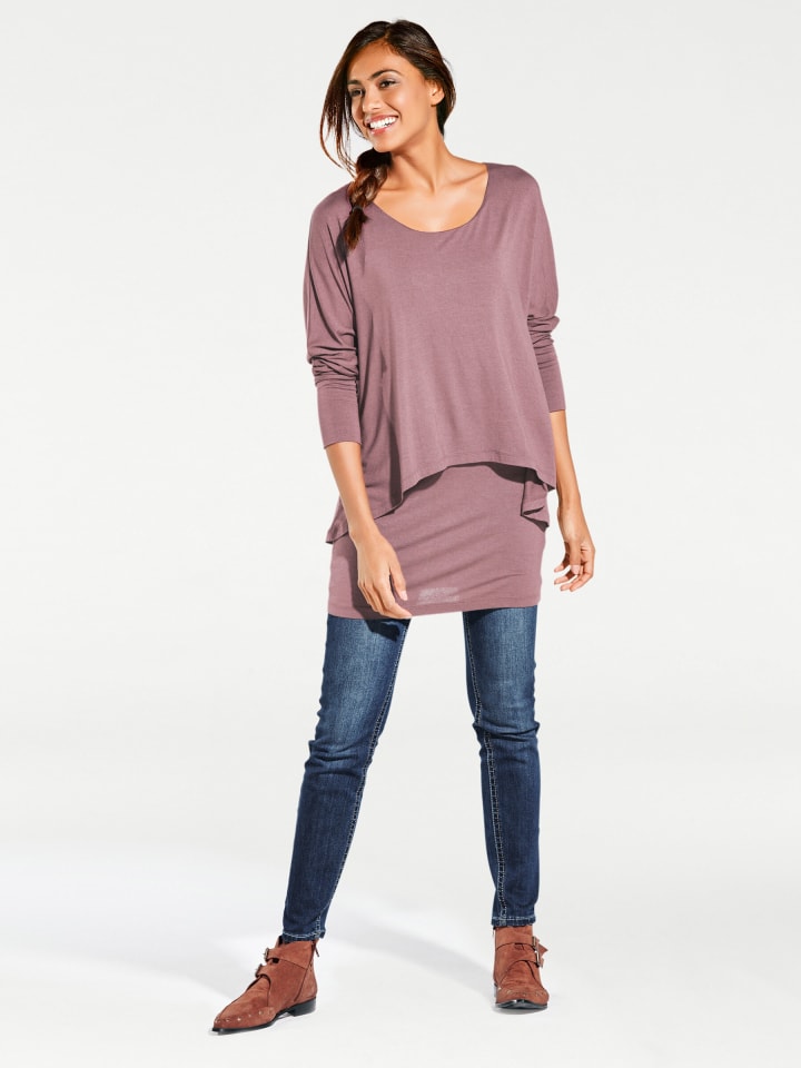 Rundhals-Shirt in mauve