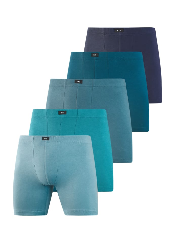 Langer Boxer in blau, hellblau, navy, petrol, dunkelpetrol