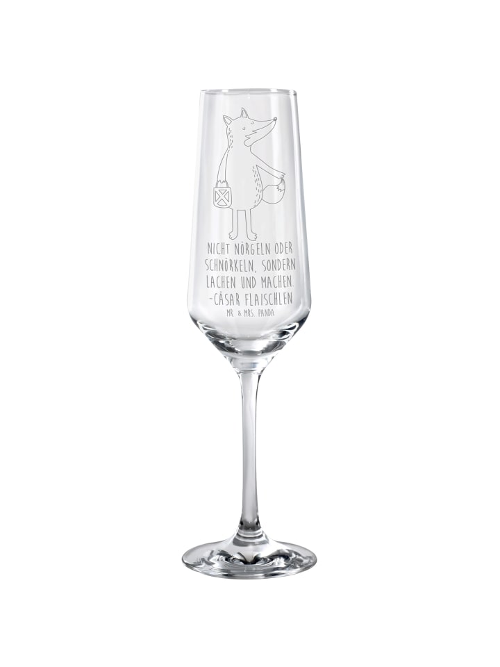 Sektkelch Fuchs Laterne mit Spruch in Transparent