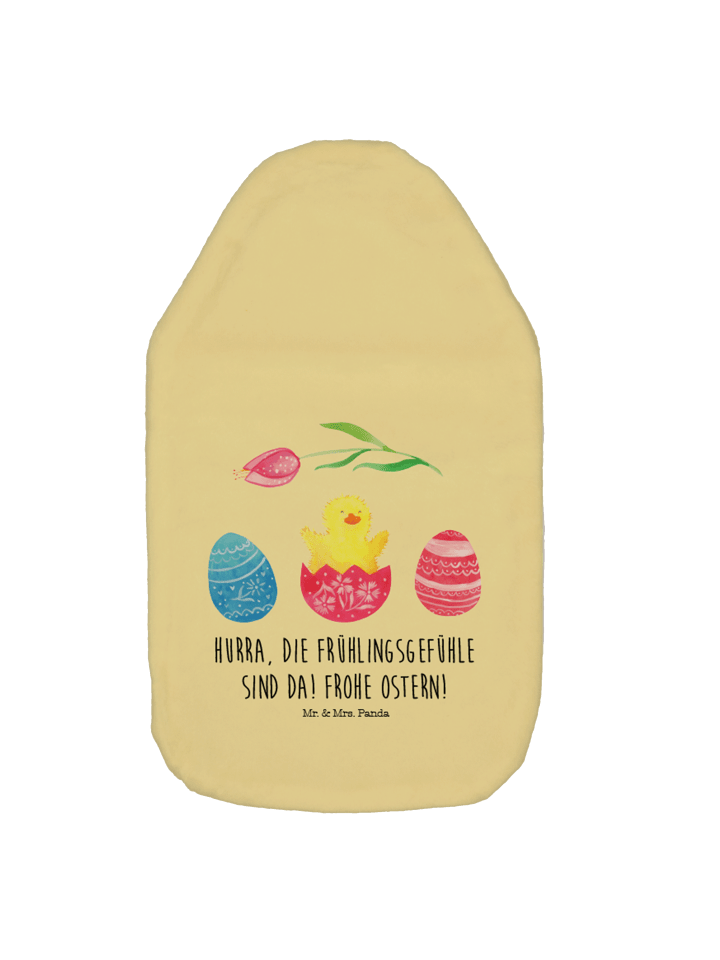 Wärmflasche Küken Schlüpfen mit Spruch in Gelb Pastell