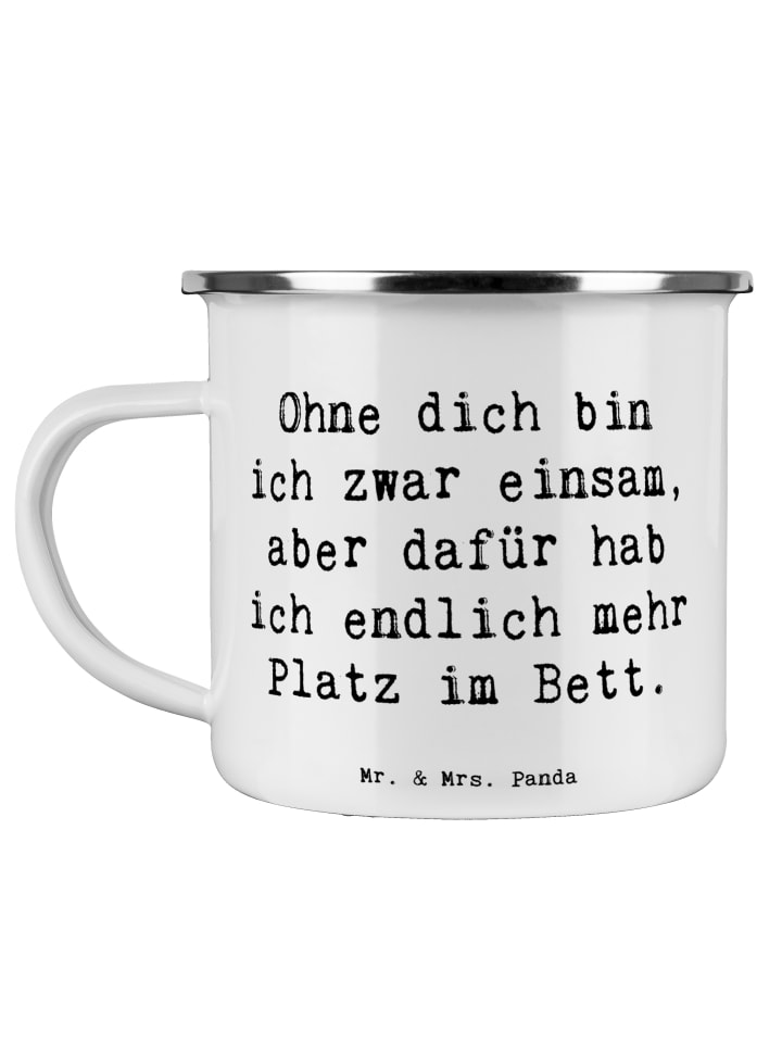 Camping Becher Spruch Liebeskummer Platz im Bet... in Weiß