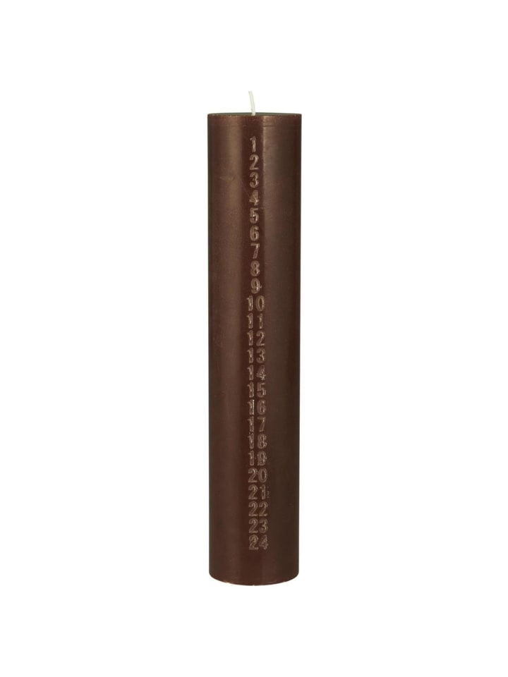 Weihnachtskerze 1-24 mit geprägten Zahlen in hazelnut