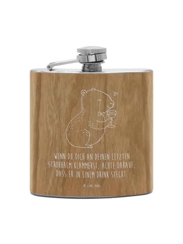 Flachmann Capybara Wein mit Spruch in Braun