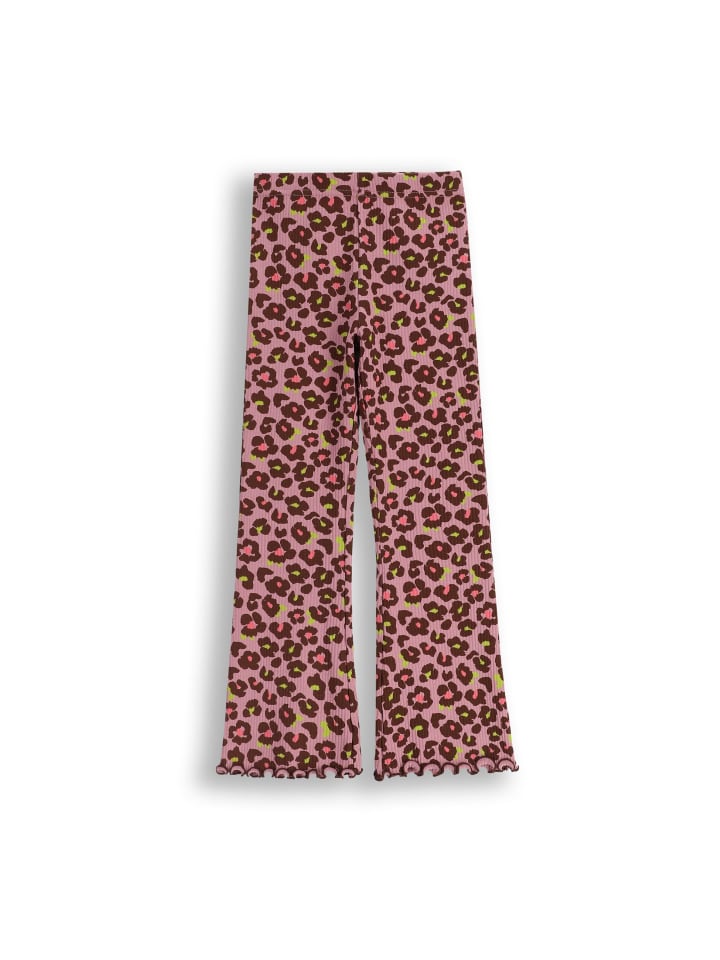 Gerippte Leggings mit langem Hosenbein in violett