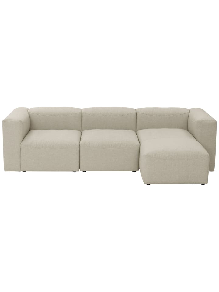 SOFA mit Longchair links Kattrina Flachgewebe creme