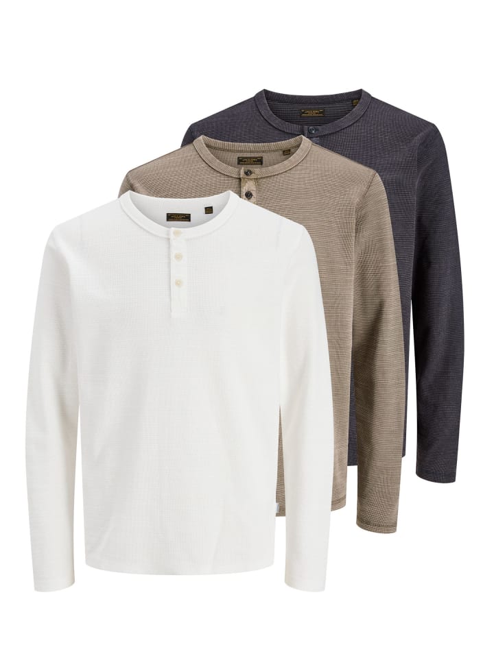 3er-Pack Langarm-T-Shirt in Dark Navy