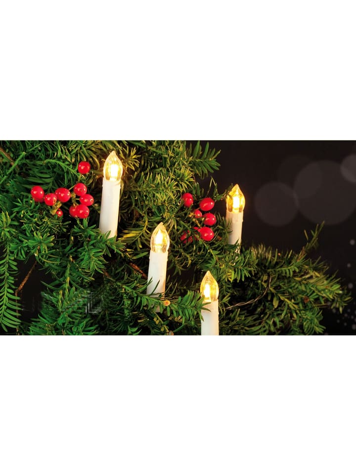 Weihnachtsbeleuchtung Lichterkette 12,5m lang mit Kerzen in Weiß