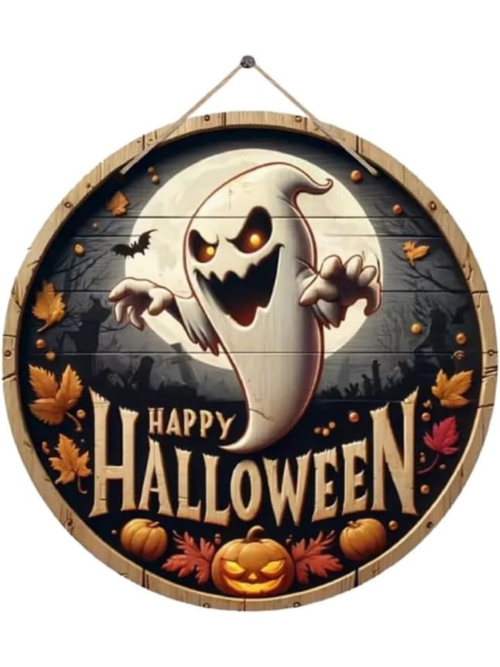 Türschild & Wandschild aus Holz, Party Schilder Halloween in Weiß