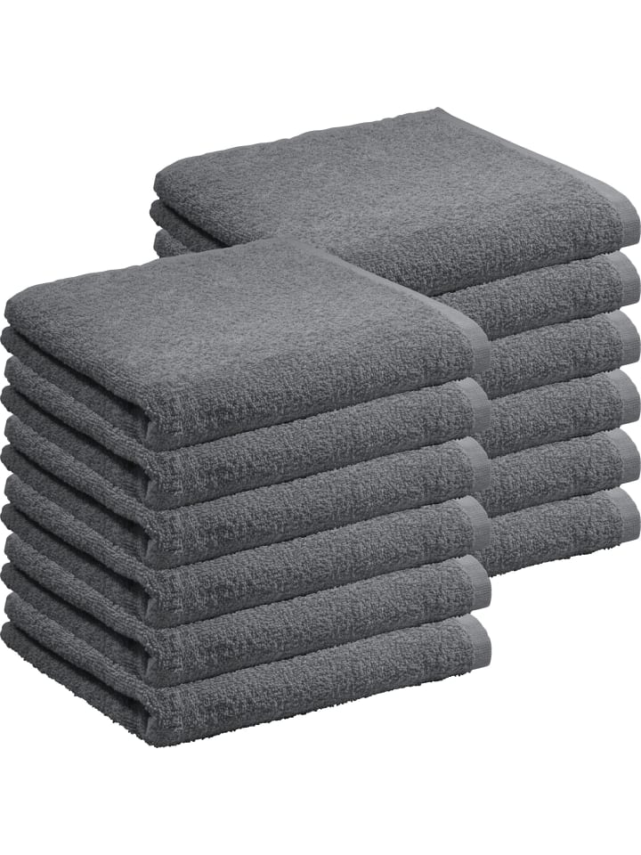 Frottier, Leichtfrottier Handtuch 12er-Pack Oceanside in anthrazit
