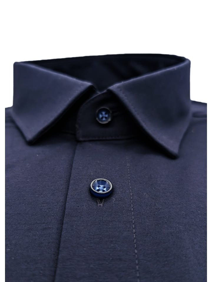 24/Seven Jerseyhemd modern fit in Blau gemustert