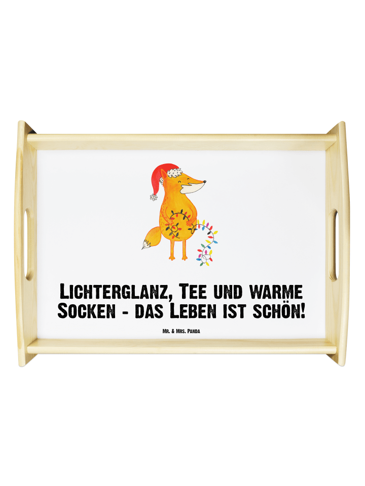 Serviertablett Fuchs Weihnachten mit Spruch in Weiß