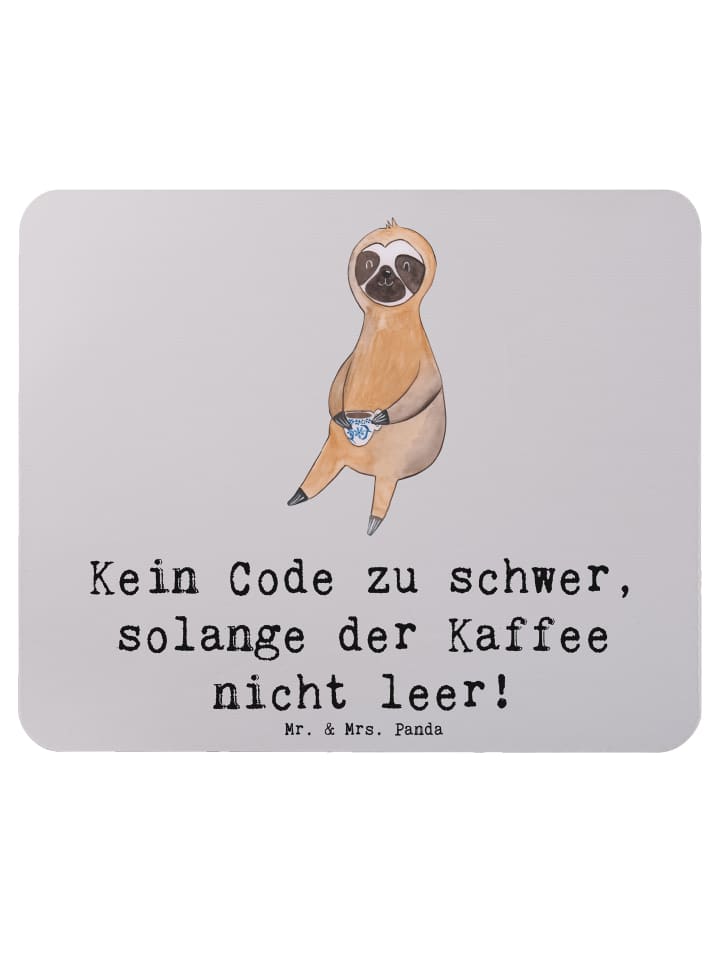 Mousepad Code und Kaffee mit Spruch in Grau Pastell