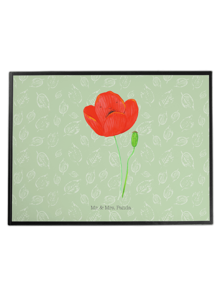 Schreibunterlage Blume Mohnblume ohne Spruch in Blattgrün