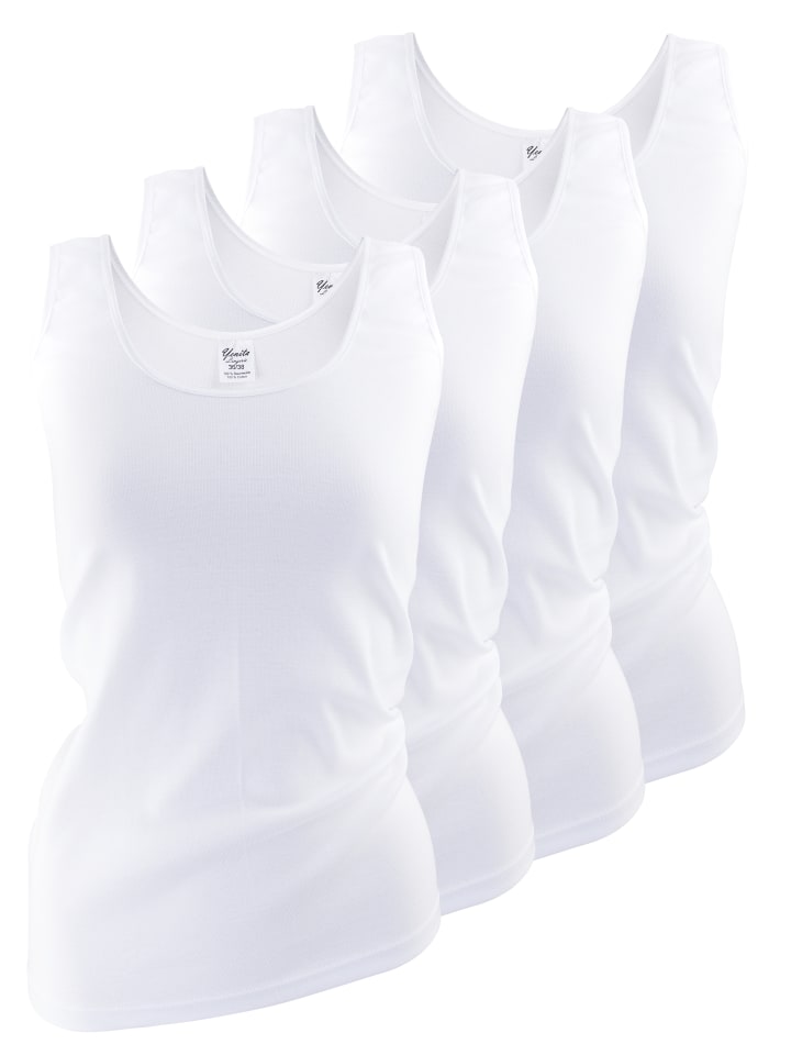 Tank Top 4er Set, mit Satinband-Einfassung in weiss