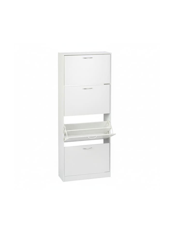 Schuhschrank in Weiß - (B)60 x (H)152 x (T)24 cm