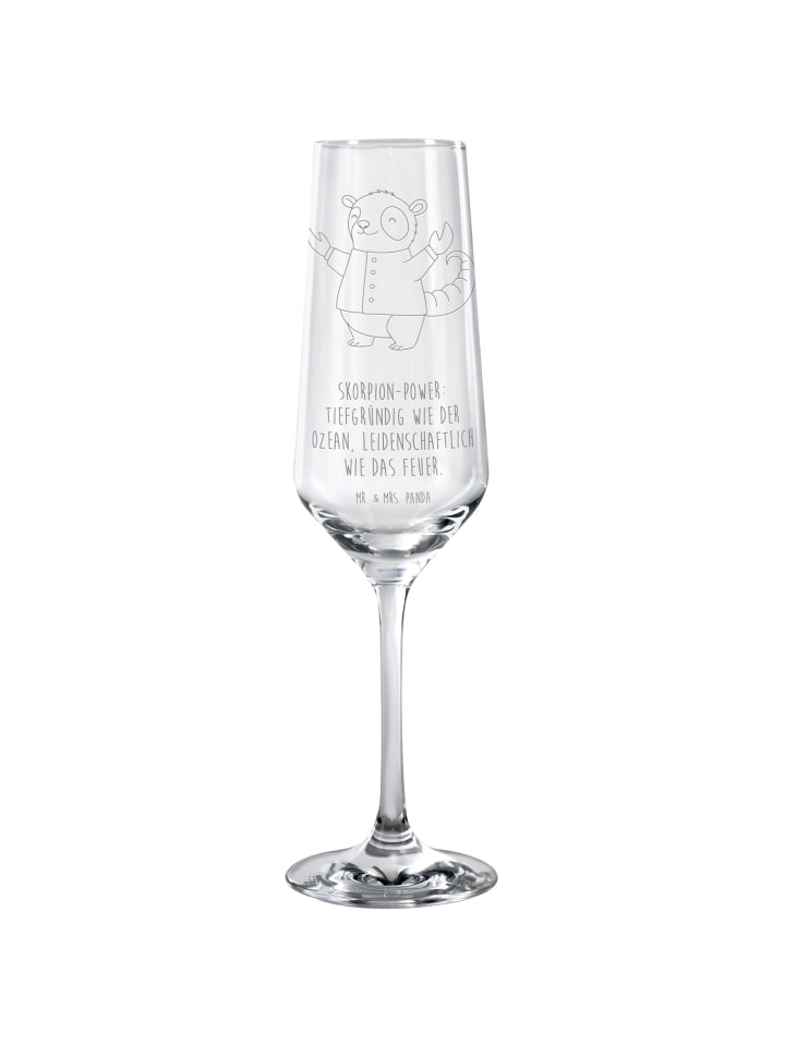 Champagnerglas Skorpion Astrologie mit Spruch in Transparent