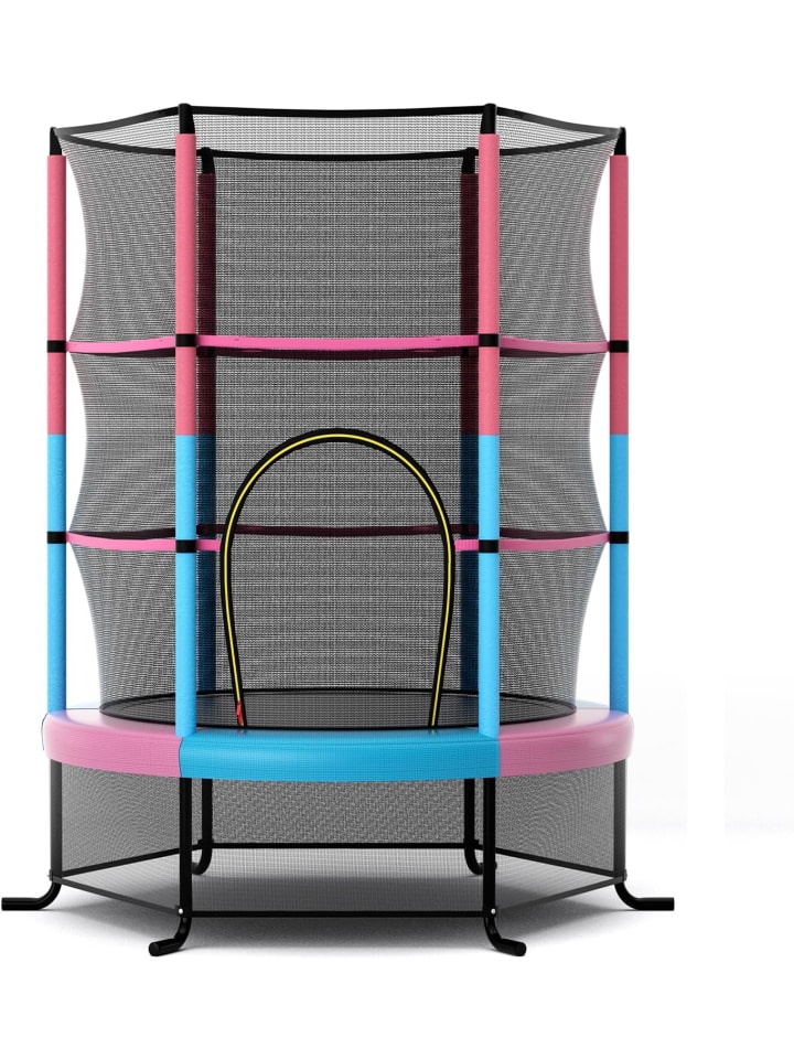 Ø165cm Gartentrampolin mit Sicherheitsnetz in Bunt