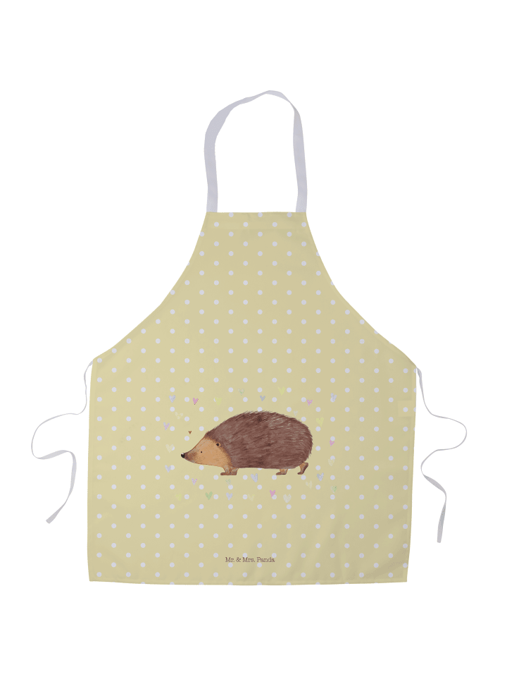 Küchenschürze Igel Herzen ohne Spruch in Gelb Pastell