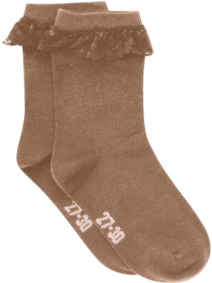 Kinder Socken "Ankle Sock with Lace" in Braun