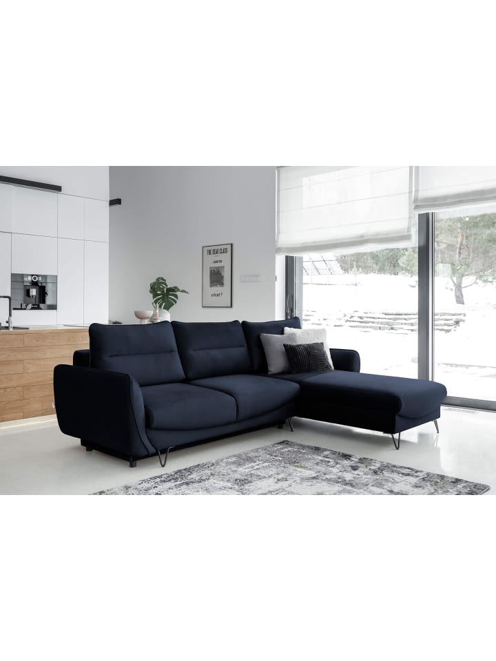 Sonic Recamiere Rechts in Dunkelblau - (L) 276 x (B) 276 x (H) 100 cm
