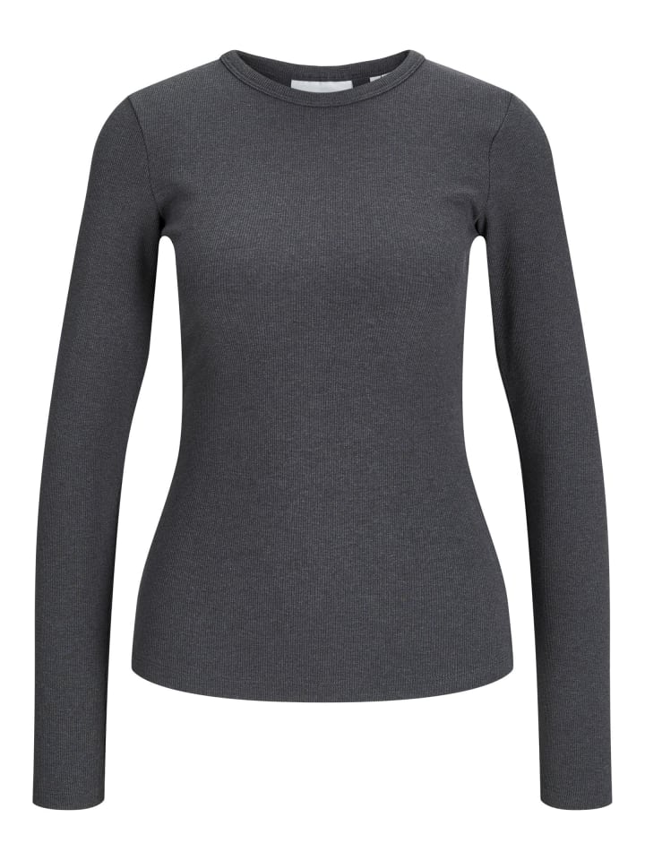 Langarm-T-Shirt in Dark Grey Melange