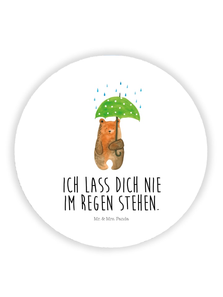 Magnet Bär Regenschirm mit Spruch in Weiß