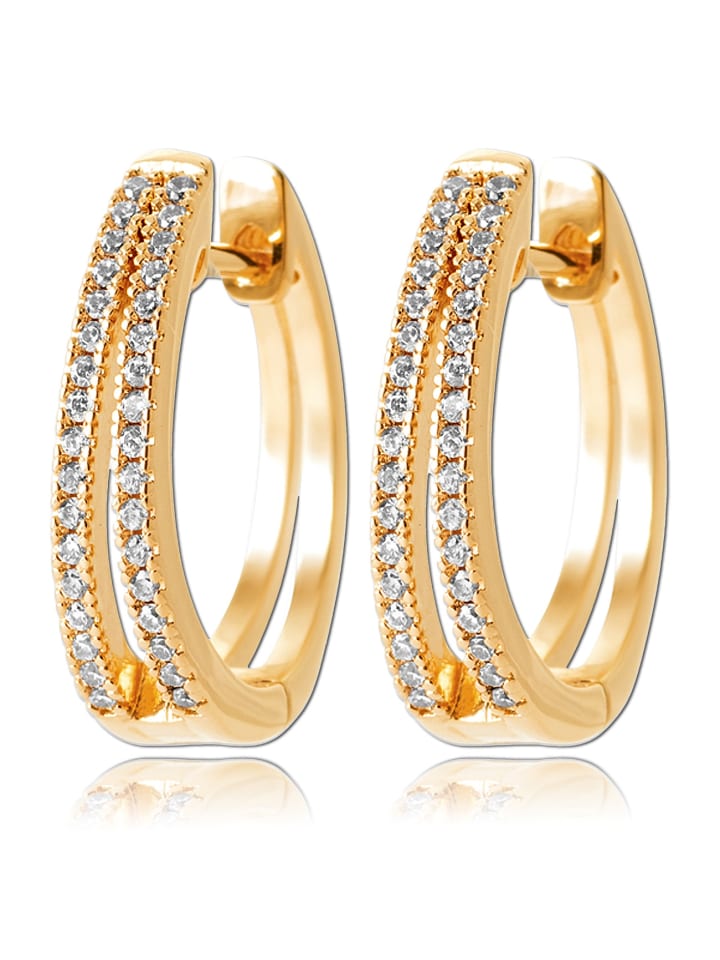 Ohrringe vergoldet (Gelbgold 750) Double Größe ca. 1,3cm Creolen