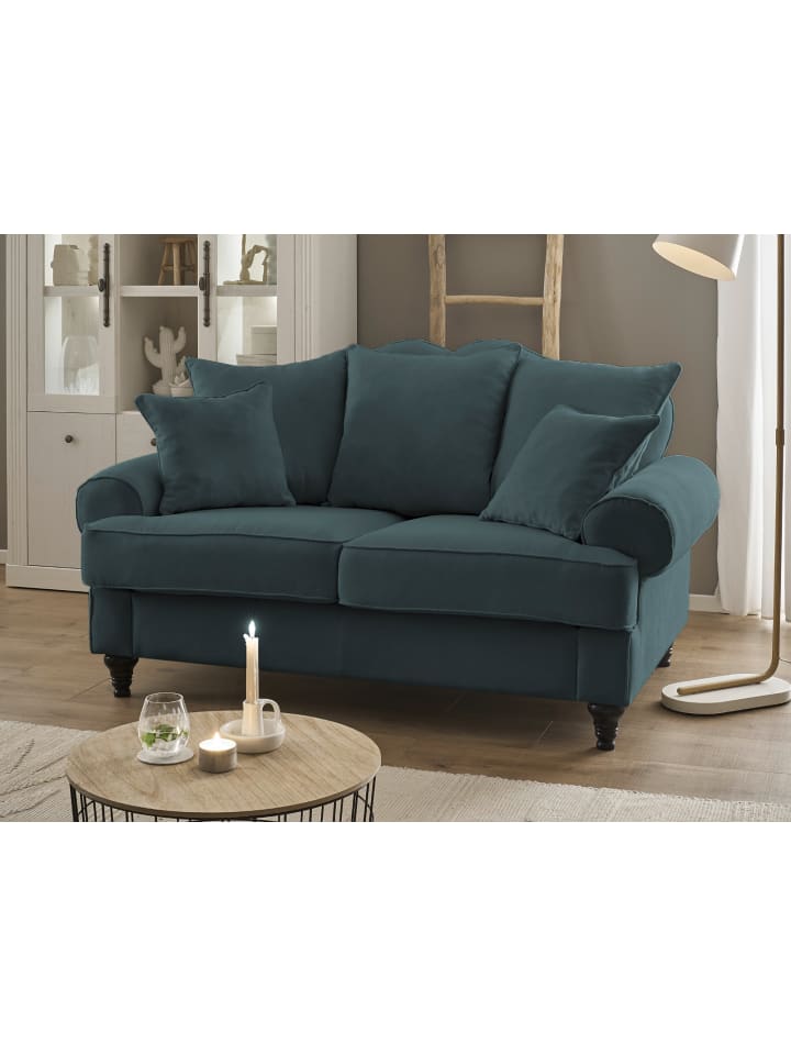 Sofa blaugrün Landhaus, Couch 2-Sitzer 170 cm