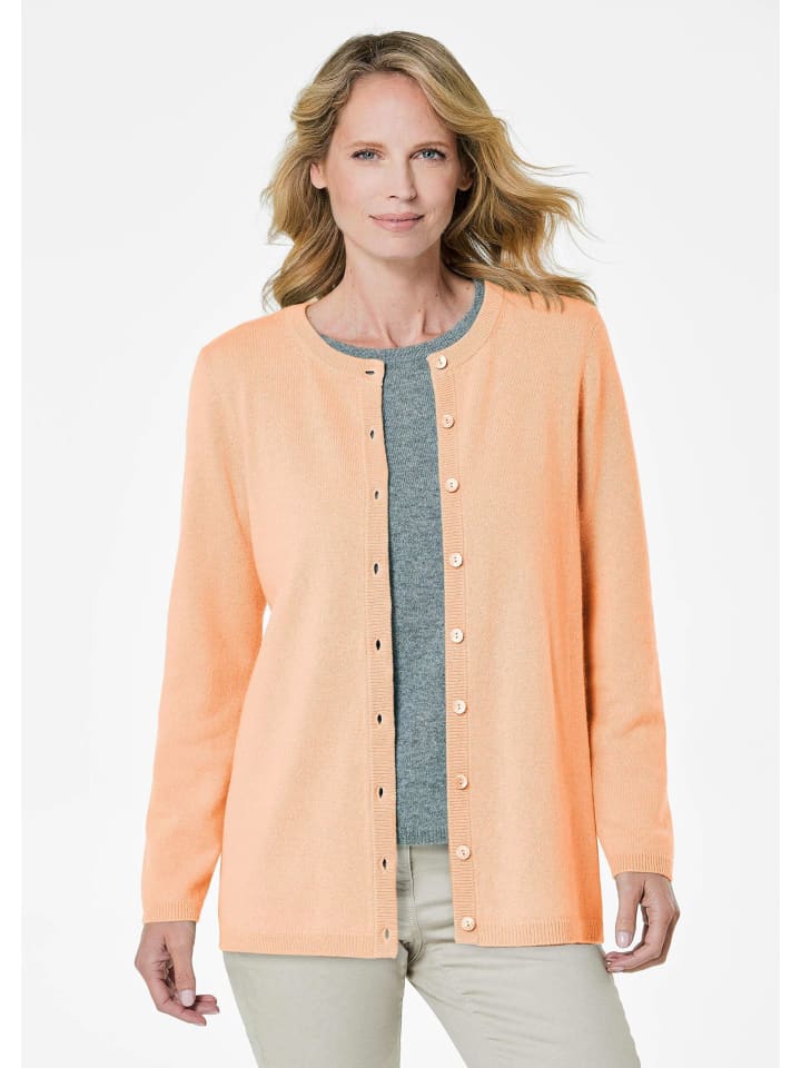 Eleganter Herbstcardigan mit Rundhals in pfirsich