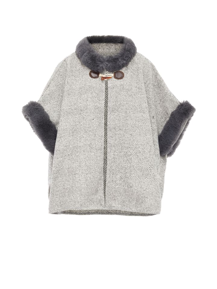 Damen Poncho in Hellgrau