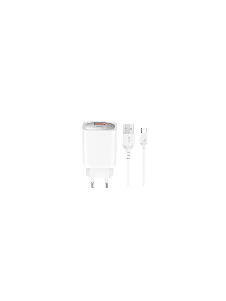 XO Wandladegerät CE19 QC 18W 1x USB weiß + USB-C-Kabel