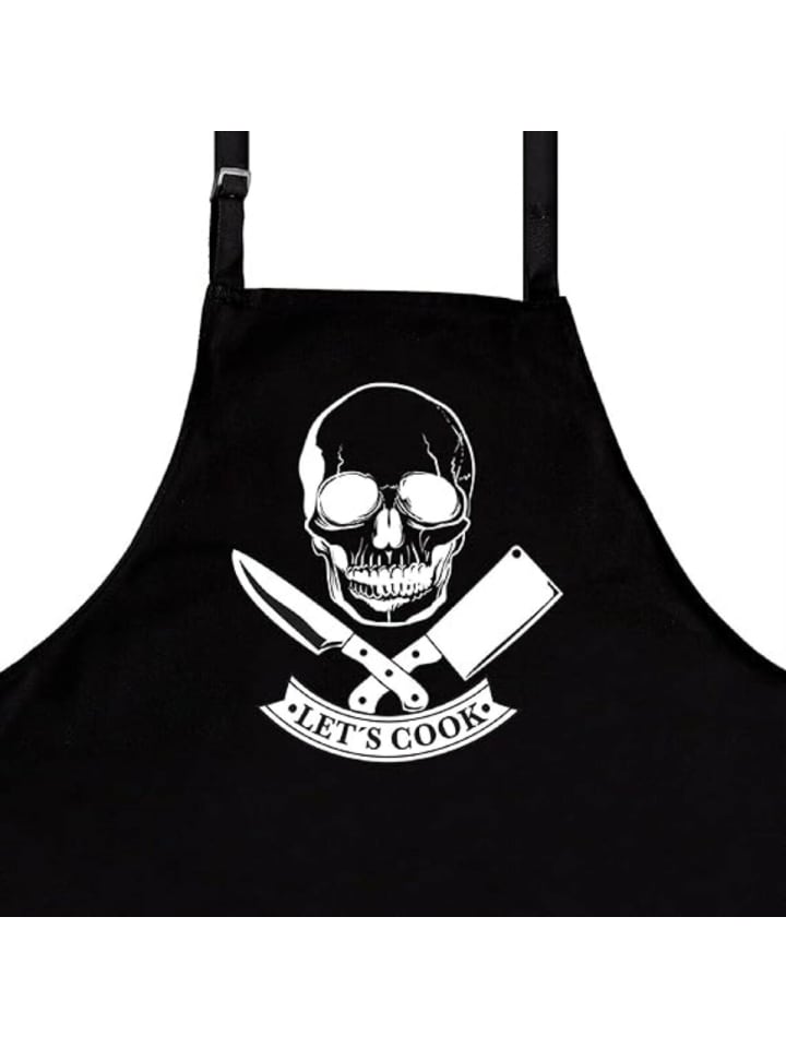 Kochschürze "Lets Cook" für Herren OneSize in Schwarz in Schwarz
