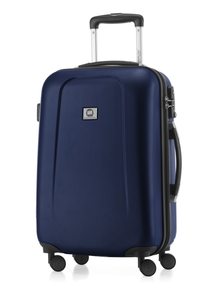 Wedding - Handgepäck-Koffer 4 Doppelrollen Hand Luggage TSA in Dunkelblau
