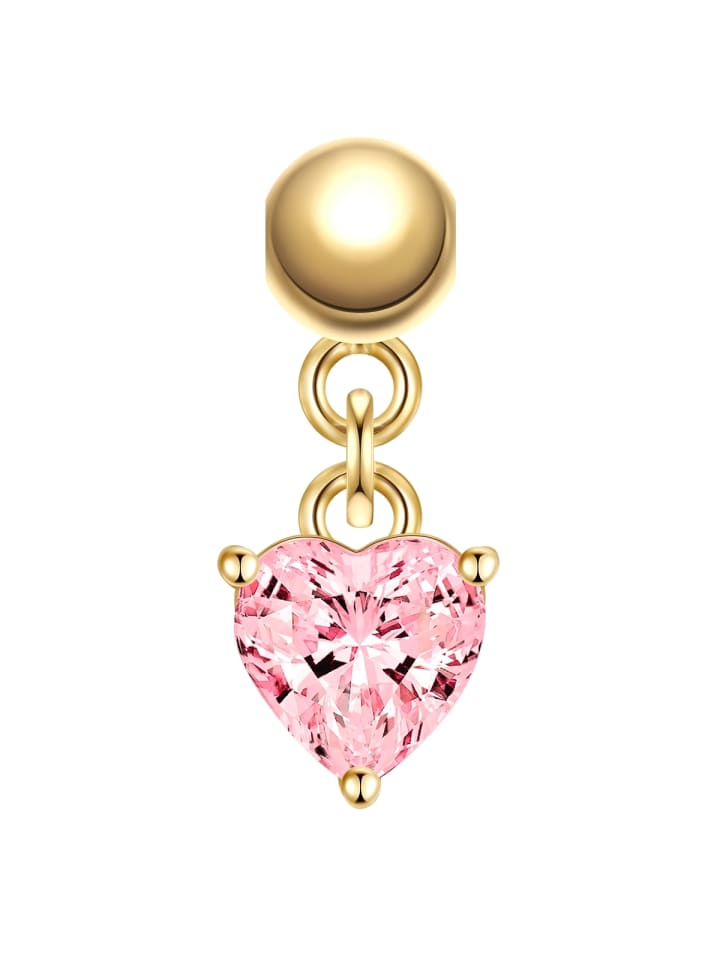 Charm Herz aus Sterling Silber mit Zirkonia in gelbgold