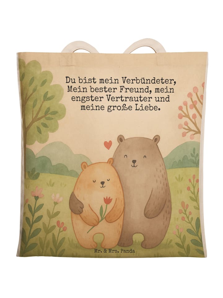 Shopper Bag Bären Liebe Design mit Spruch in Weiß