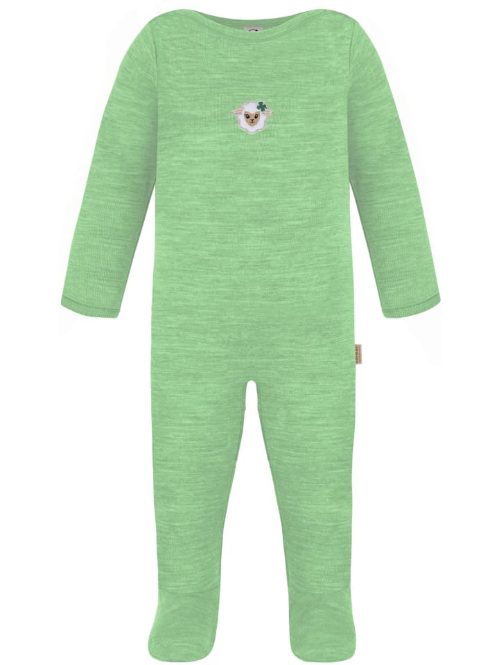 Baby Merino Strampler Levin in Grün
