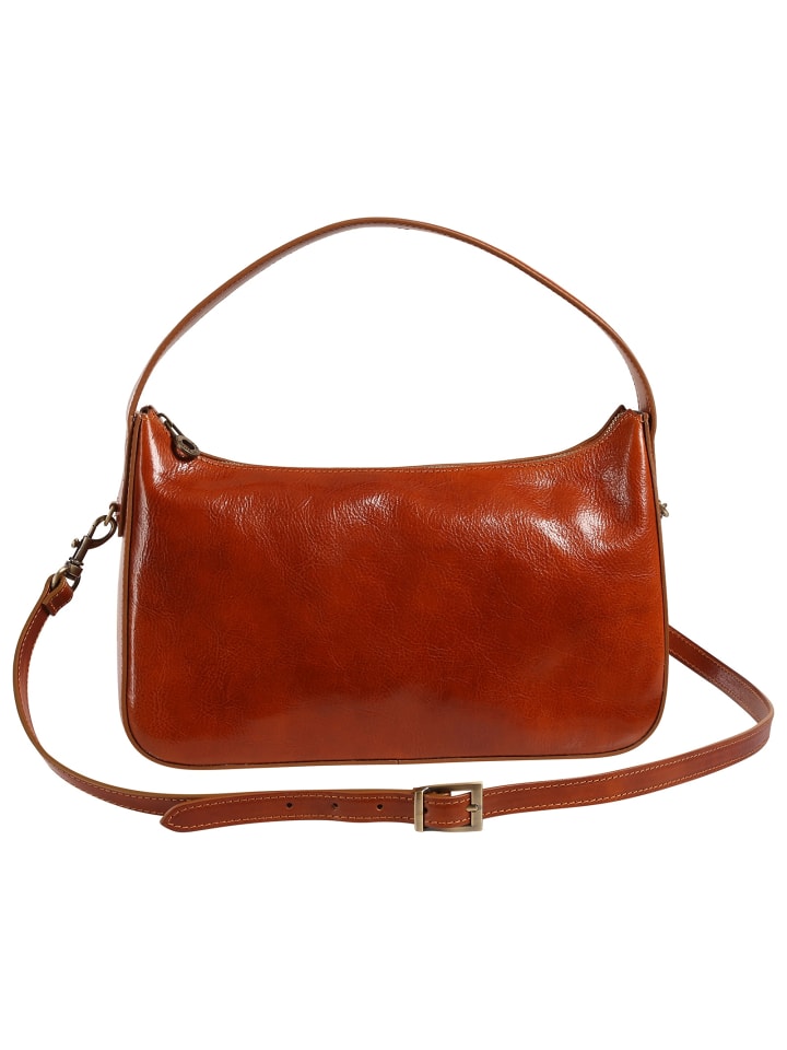 Toscanto Schultertasche Leder mittelbraun ca. 33cm
