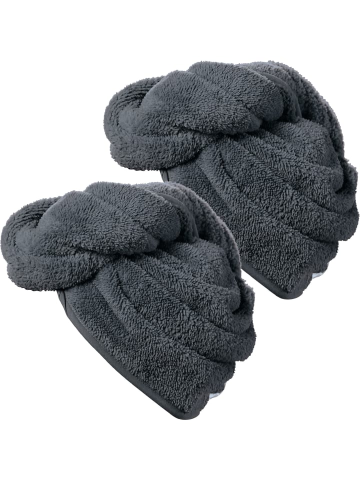 Frottier Turban 2er-Pack in anthrazit