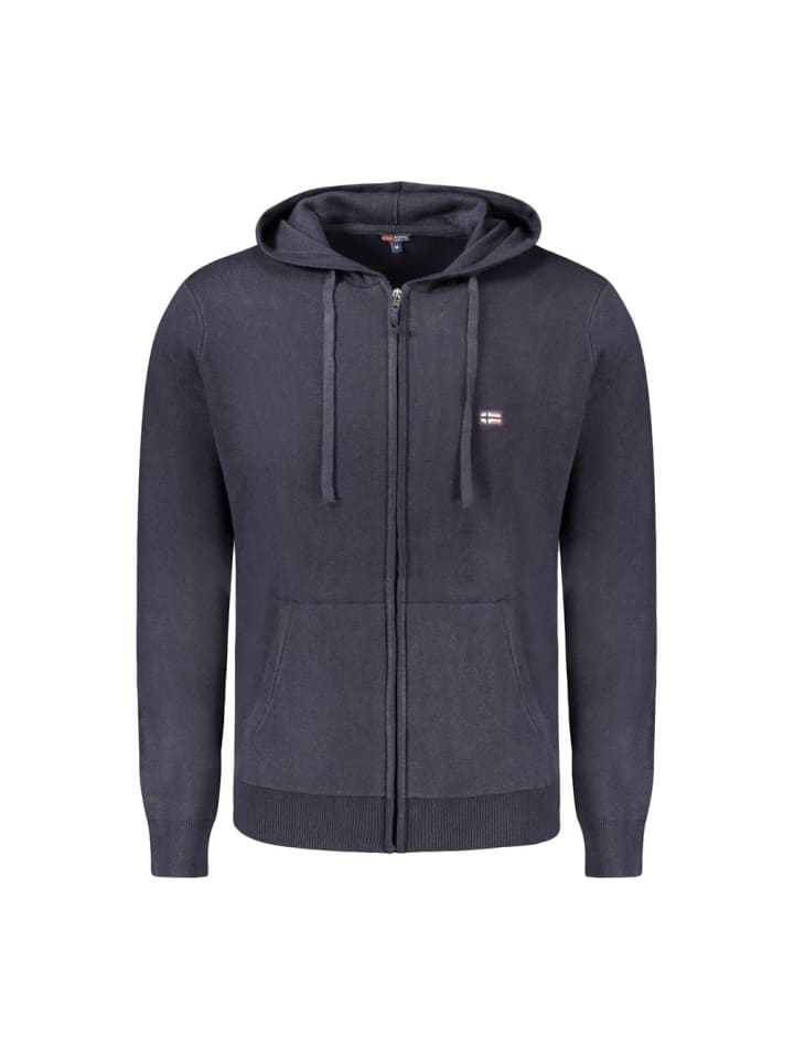 Blau Grau Polyamid Herren Strickjacke