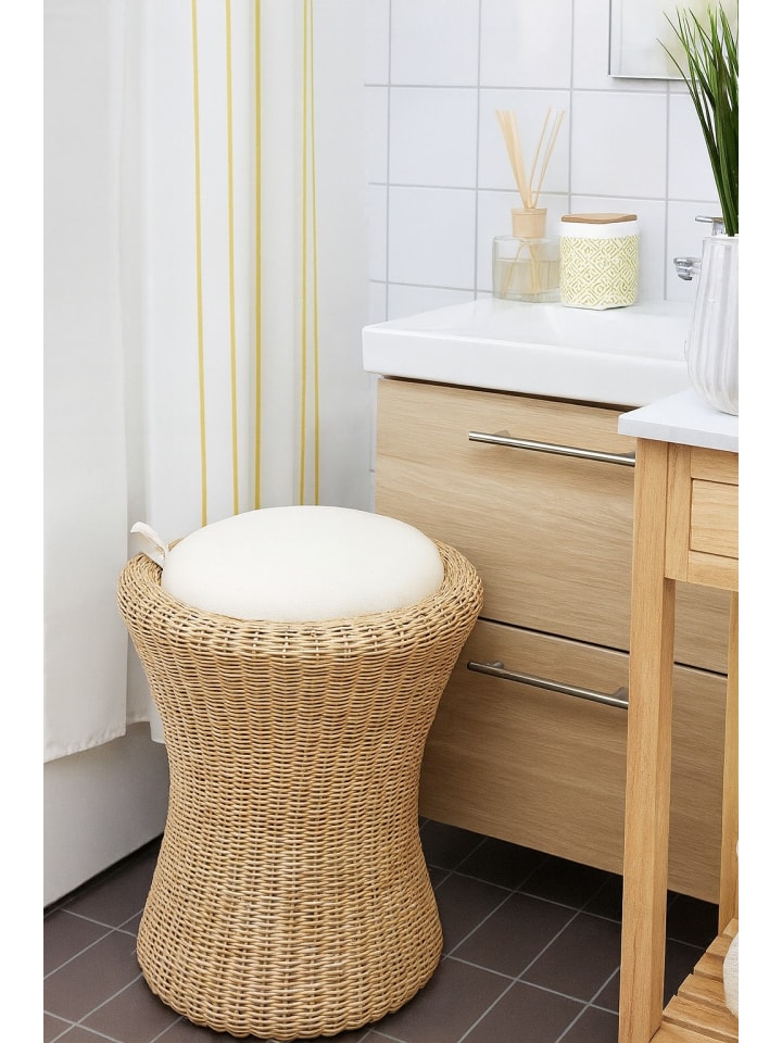 Rattan-Sitzhocker Handgeflochten in beige